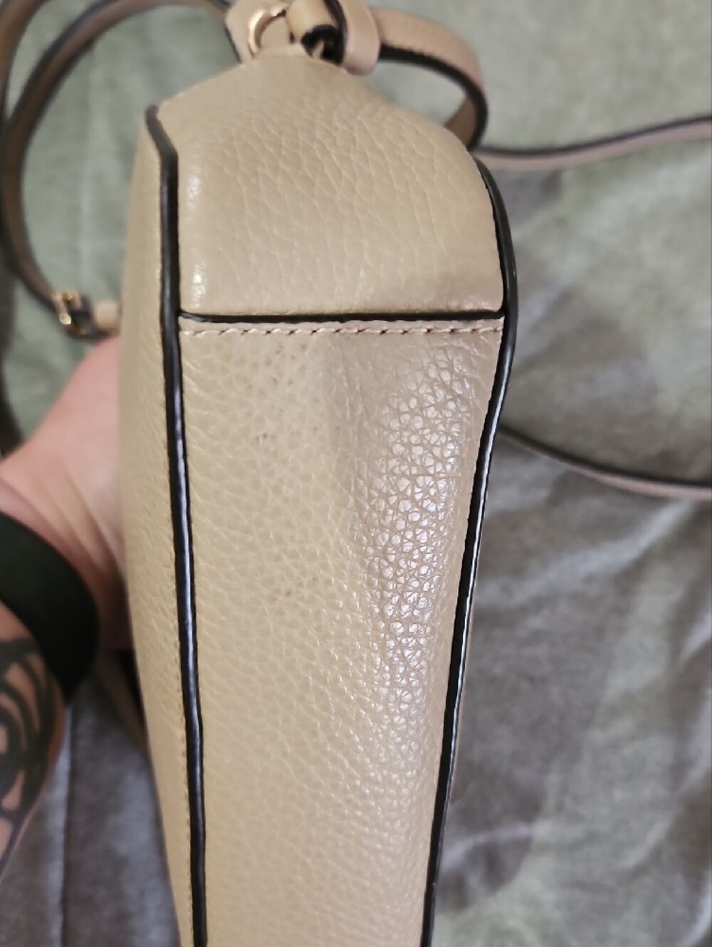 Coach Taupe Pebbled Leather Crossbody Bag NWOT - Picture 3 of 14